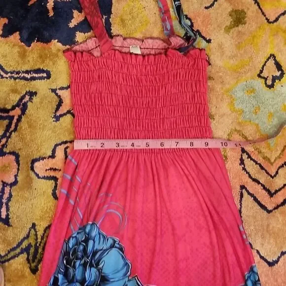 Hot Pink Ella Strap Smocked Summer Sun Dress Small Mid-Length - Picture 5 of 7